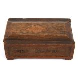 GREAT WAR - HMS CRESSY - A SMALL OAK SNUFF BOX  with a sliding lid, the sides inscribed 'H.M.S.