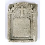 19TH CENTURY - CRIMEA - A SMALL MEMORIAL STONE TABLET  carved with a cross within an arch and