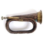 GREAT WAR - A 1916 BRASS AND COPPER MILITARY BUGLE BY HENRY POTTER & CO OF CHARING ROAD, LONDON