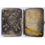 RUSSIA - AN UNUSUAL RUSSIAN SILVER 'PAN-SLAV' CIGARETTE CASE  the front decorated with an embossed