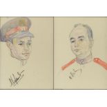 RUSSIA - A SECOND WORLD WAR PAIR OF WATERCOLOUR PORTRAITS OF SOVIET SOLDIERS their names inscribed