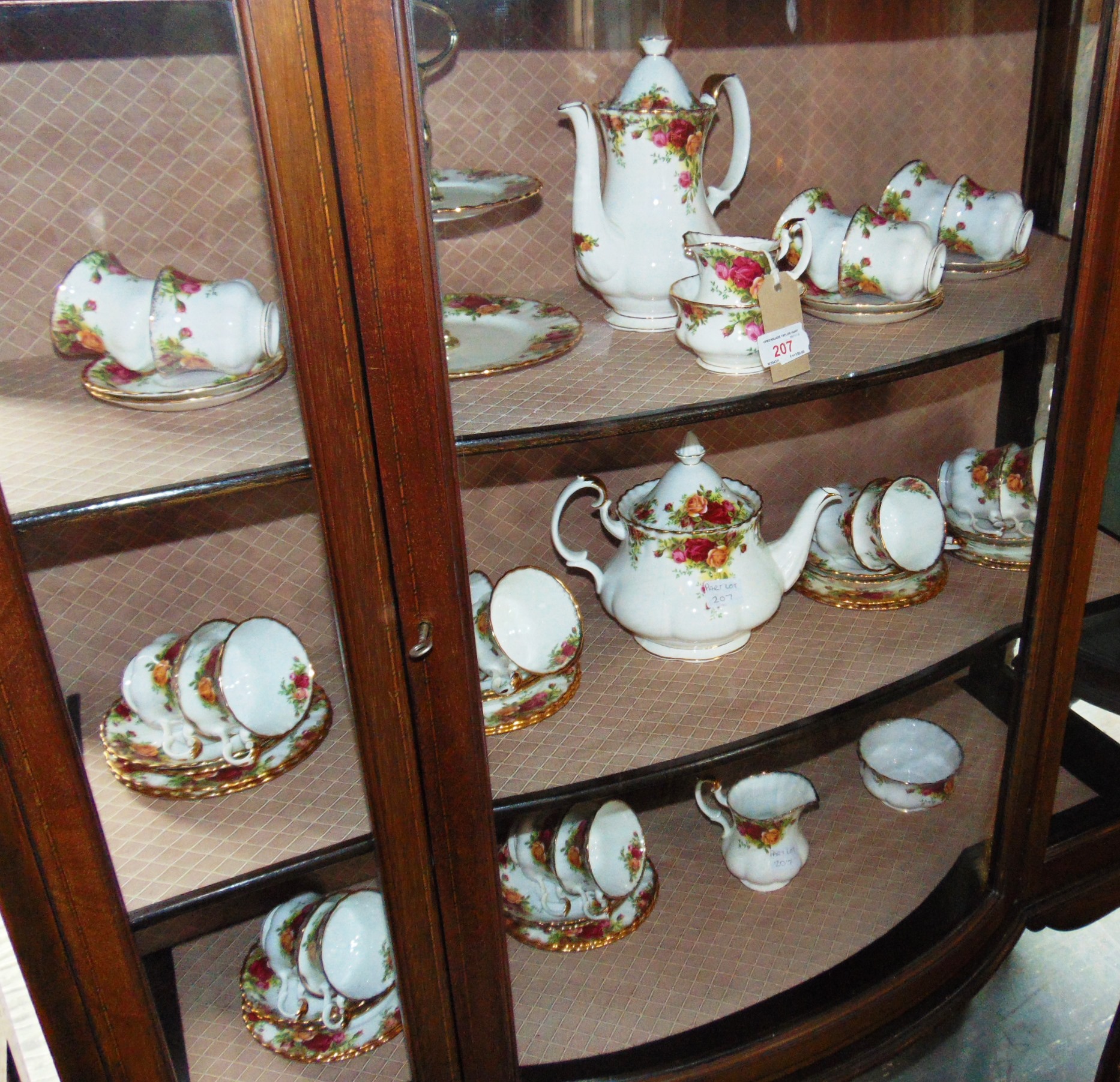 ROYAL ALBERT 'OLD COUNTRY ROSES':  a twelve setting tea service comprising teapot, sugar bowl,