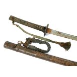 A SECOND WORLD WAR JAPANESE OFFICER'S SWORD with an earlier 67cm (approximately 26.5 inch)