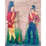 SOMERSET LIGHT INFANTRY - TWO MOBILE RECRUITING OFFICE PAINTED DUMMY BOARD SOLDIER FIGURES early