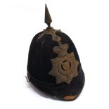 A LATE VICTORIAN OXFORD UNIVERSITY RIFLE VOLUNTEERS BLUE CLOTH HELMET the brass helmet plate