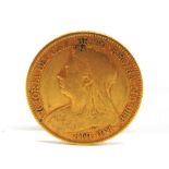 GREAT BRITAIN - VICTORIA, HALF SOVEREIGN, 1897 old veiled bust.