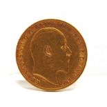 GREAT BRITAIN - EDWARD VII, HALF SOVEREIGN, 1906 'De S' below truncation, 'B P' in exergue.