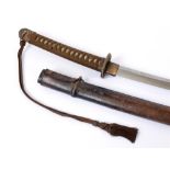 A SECOND WORLD WAR JAPANESE OFFICER'S SWORD the 68.5 cm (27 inch) blade with wavy hamon, the cast