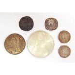 GREAT BRITAIN - CHARLES II, FOURPENCE, 1680 together with a George II, sixpence, 1758, old
