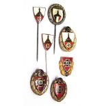 GERMANY - SEVEN GERMAN VETERAN ENAMEL LAPEL BADGES & STICK-PINS including those for 25, 40 and 50