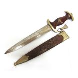 A RARE GERMAN THIRD REICH NUMBERED MODEL 1933 SA SERVICE DAGGER by Gottfried, Weyersberg & Soehne,