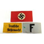 GERMANY - A GERMAN DEUTSCHE WEHRMACHT CIVILIAN MILITARY SERVICE ARMBAND of printed cloth; together