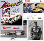 Nigel Mansell signed 1990s F1 and Indy Car ephemera, a collection comprising a 1991 black & white