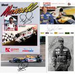 Nigel Mansell signed 1990s F1 and Indy Car ephemera, a collection comprising a 1991 black & white