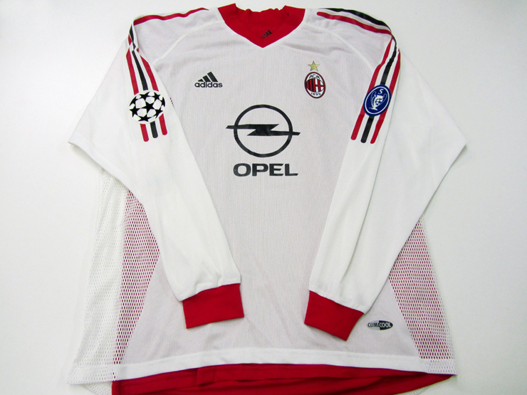 Andriy Shevchenko: a whites AC Milan No.7 Champions League jersey season 2002-03, long-sleeved,