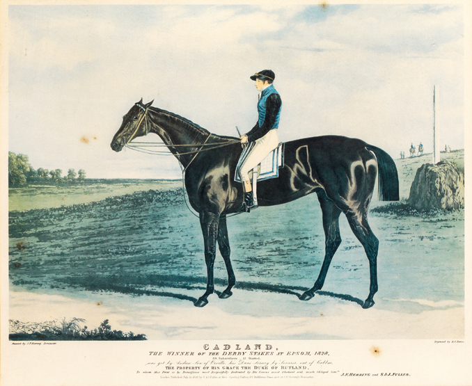 After John Frederick Herring senior (1795-1865) CADLAND, WINNER OF THE 1828 DERBY aquatint