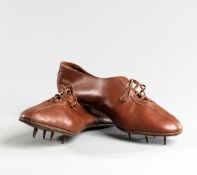 A pair of vintage running spikes, brown leather, suede lining, size 10, very good condition,
