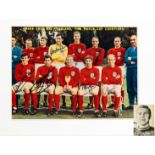 A signed England 1966 World Cup colour picture, mounted together with an inset signed b&w photograph