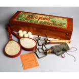 A hardwood boxed set of Ping Pong or Gossima early 20th century, a very nice boxed set of this