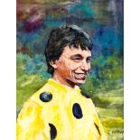 J. Withey (contemporary) PORTRAIT OF STEVE CAUTHEN IN THE COLOURS OF MR LOUIS FREEDMAN signed, oil
