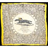 A silk scarf commemorating the victory of Papyrus in 1923, damaged