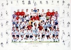 A multi-signed ''Legends of English Football'' print, by artist Robert Highton, limited edition