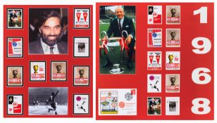 Two framed Manchester United 1968 European Cup Final displays signed by Matt Busby and George