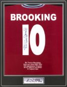 A signed Trever Brooking West Ham United tribute shirt, reverse mounted and signed in black marker