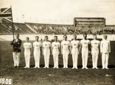 A signed photograph of the British men's gymnastics team at the Amsterdam 1928 Olympic Games
