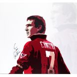 A signed Eric Cantona print on canvas, signature in black marker pen, large and impressive,