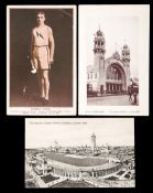 Three London 1908 Olympic Games postcards, Bobby Kerr the 200m gold medal winner, an aerial view