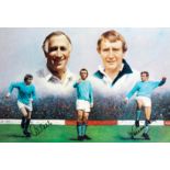 A large Manchester City artist drawn print signed by two of the subjects Colin Bell & Francis Lee,
