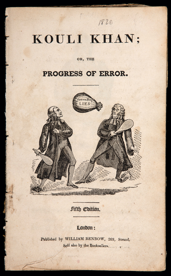 ''Kouli Khan; or, the Progress of Error'', a verse of political satire on King George II's divorce