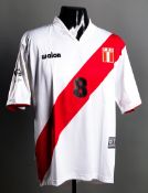 Juan Jose Jayo: a white & red-sashed Peru No.8 international jersey from the 2006 World Cup CONMEBOL
