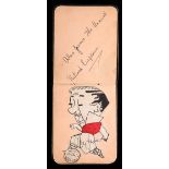 A 1930s autograph book containing signed caricatures of Arsenal players, subjects comprising Alex