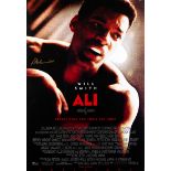 A rare Muhammad Ali signing of the movie poster for Will Smith's ''Ali'', signature in gold marker