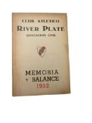 Report & Accounts for Club Atletico River Plate in 1952, 104 pages, paper wrappers, good condition