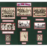 An autographed display of Welsh international footballers of the 1950's, 9 various pictures set into