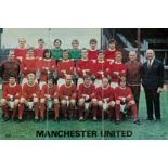 A signed colour photographic poster of the Manchester United team in the 1960s, Sir Matt Busby,