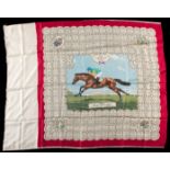 A ladies silk scarf commemorating the victory of Sir Victor Sassoon's Pinza ridden by Sir Gordon