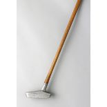 A Schenectady-type putter circa 1908, aluminium head, hickory centre-shafted