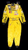 1998 Damon Hill “Buzzin' Hornets” Jordan racesuit and driving gloves by Sparco,