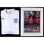 A Wayne Rooney signed shirt and photo print,