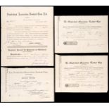 Four banker's receipts for Sunderland AFC share issues dating between 1896 and 1898,
named to J.G.