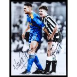 A double-signed photograph of the famous Vinnie Jones and Paul Gascoigne incident in 1988,