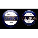 Two enamelled metal West Bromwich Albion F.A.