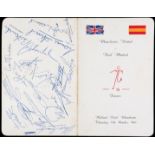 An autographed Manchester United v Real Madrid dinner menu,
held at the Midland Hotel,