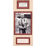 A Walter Charles Hagen  "Open Champion" autographed display,