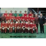 A signed colour photographic poster of the Manchester United team in the 1960s,
Sir Matt Busby,