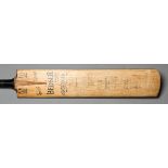 A cricket bat signed by the West Indies and England Test teams in 1950,